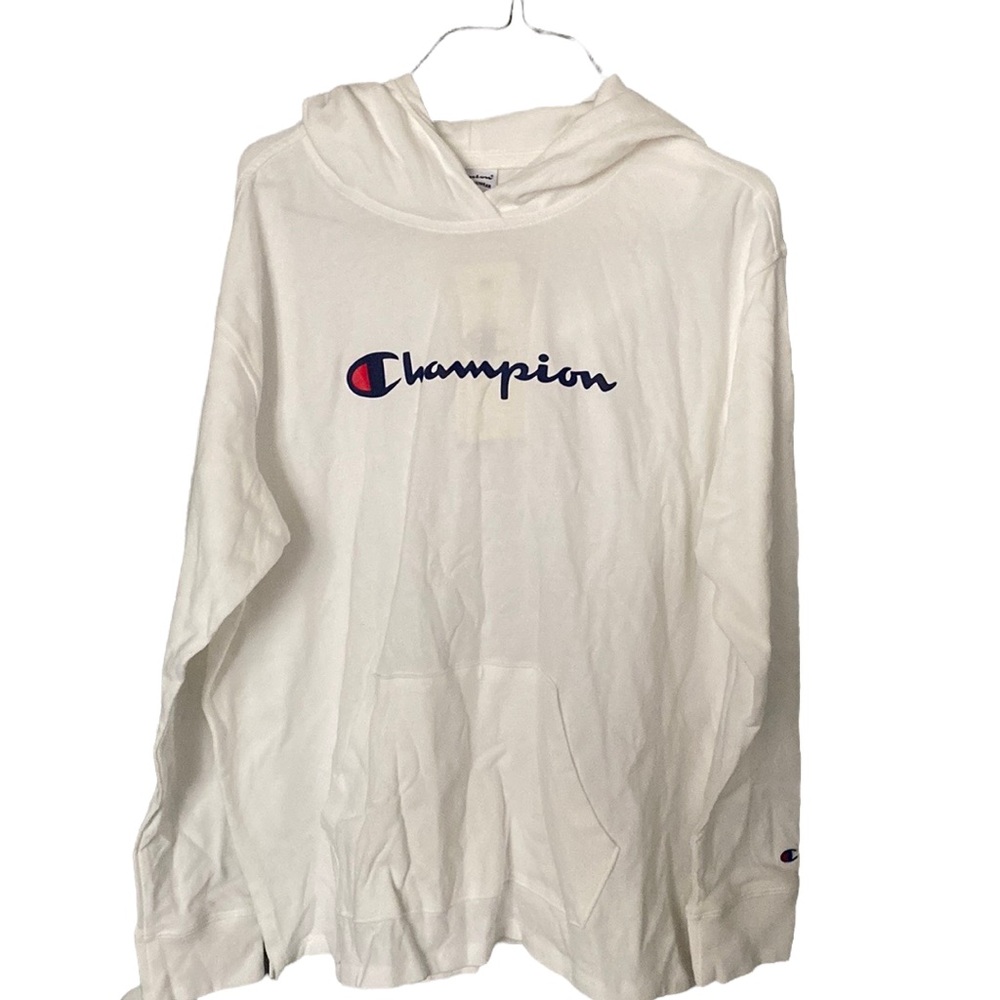 white Champion hoodie